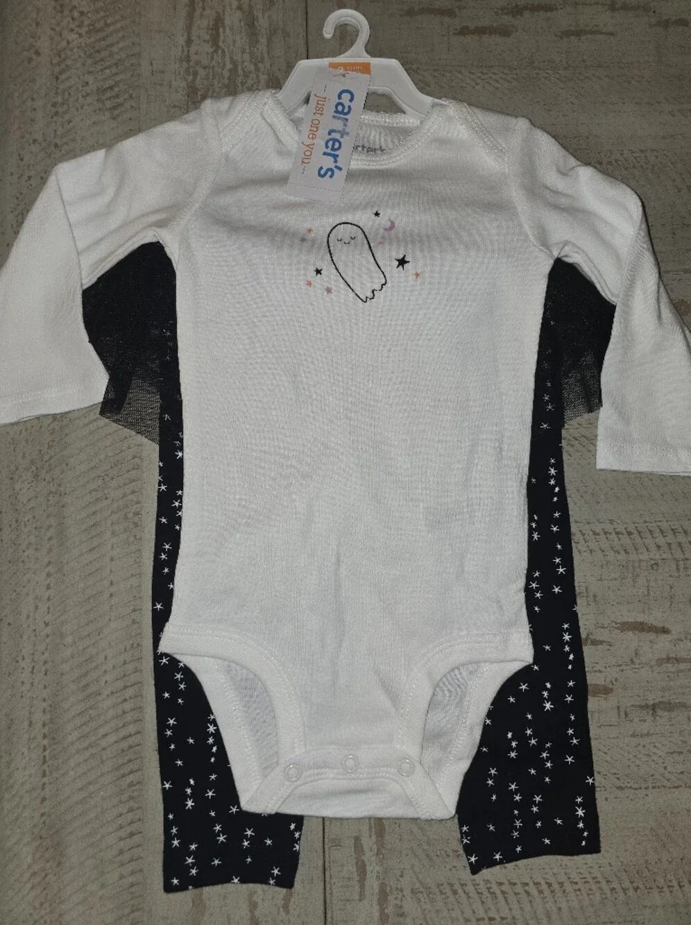 9 Months NWT Carter's White And Black Ghost Bodysuit Tutu Pants Set